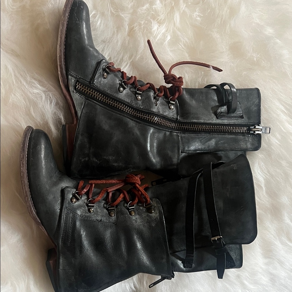 Freebird by Steven Black Leather Combat Boots